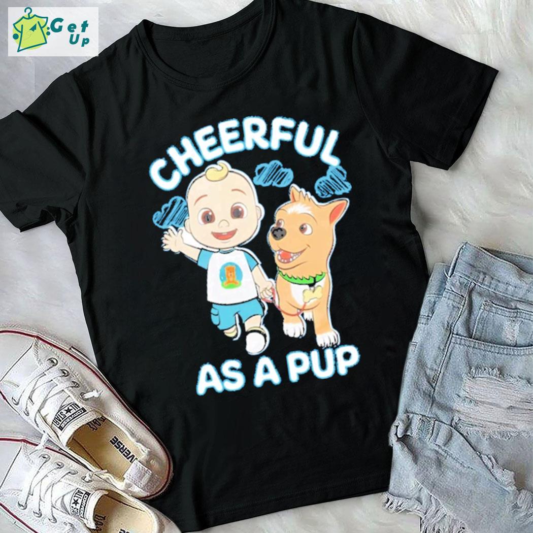 cheerful as a pup cocomelon jj bingo toddler boys and dog graphic t-shirt