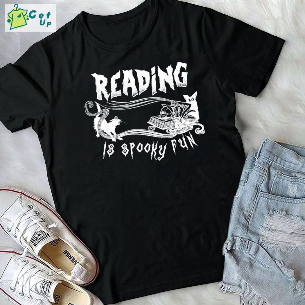 Premium reading is spooky fun halloween book lovers teacher halloween t-shirt