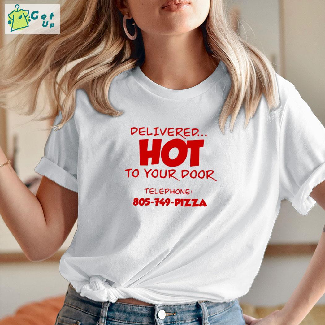 Surfer Boy Pizza delivered hot to your door telephone 805-749-pizza s ladies tee