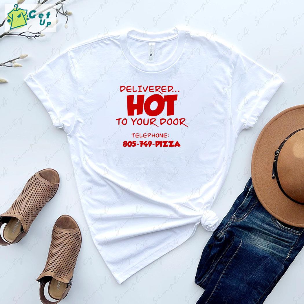 Surfer Boy Pizza delivered hot to your door telephone 805-749-pizza s women shirt