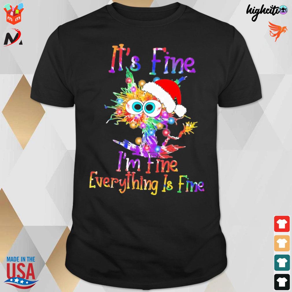 It's fine I'm fine everything is fine colorful cat t-shirt