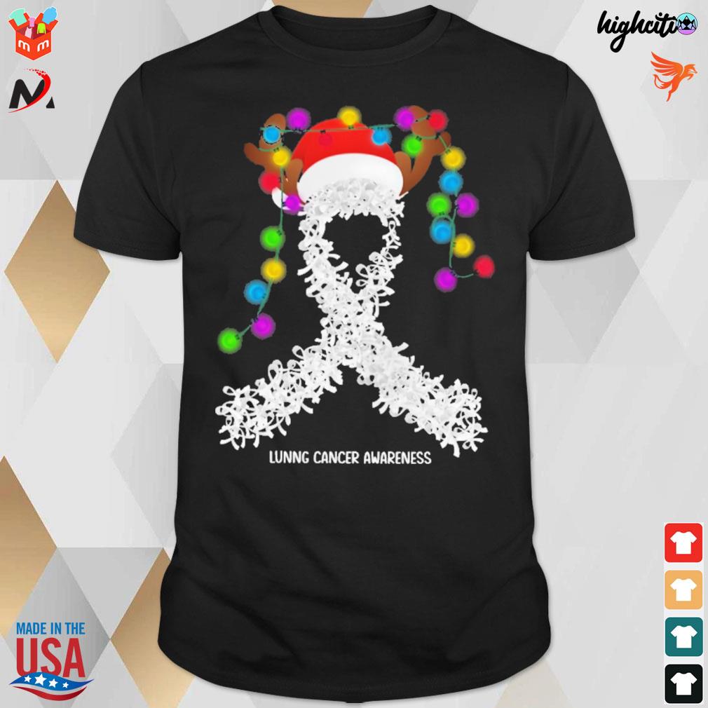 Lung cancer awareness deerhorn christmas t-shirt