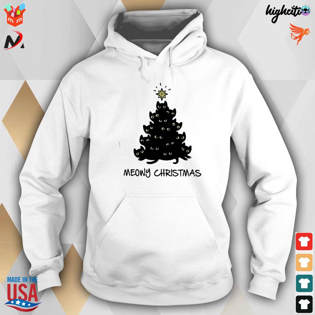 Meowy Christmas tree t-s hoodie