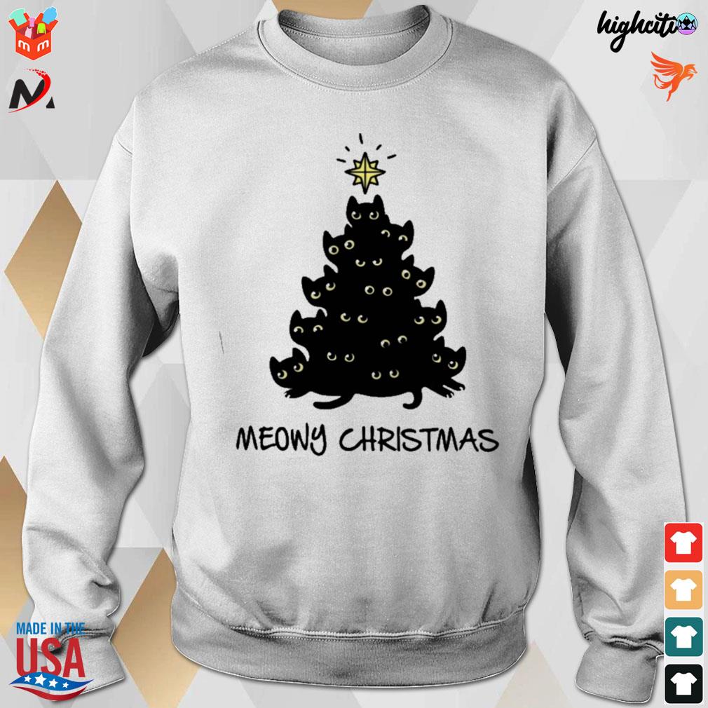 Meowy Christmas tree t-s sweatshirt