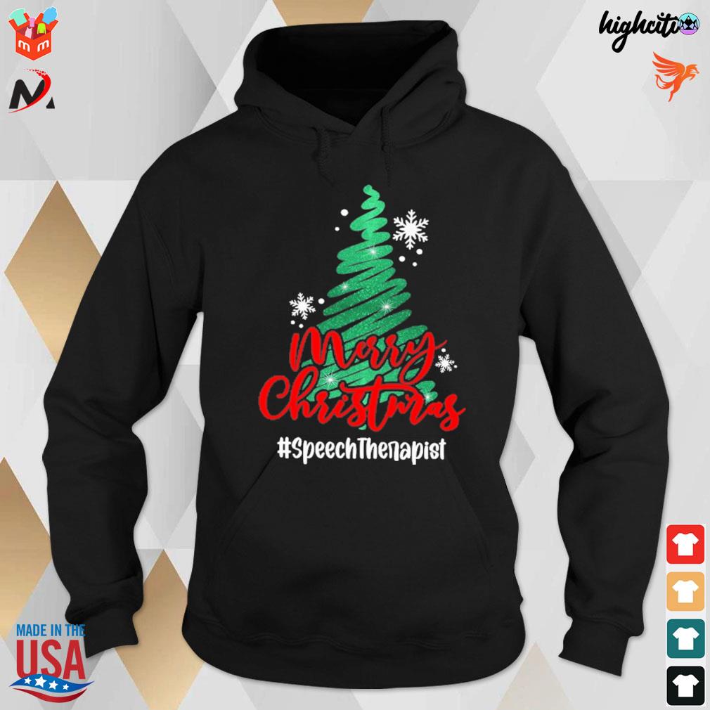 Speech therapist merry christmas tree t-s hoodie