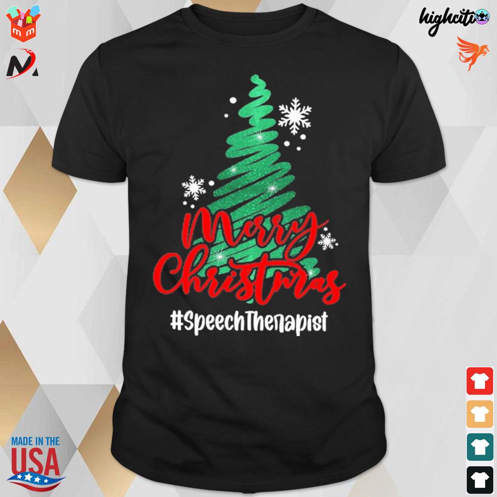 Speech therapist merry christmas tree t-shirt