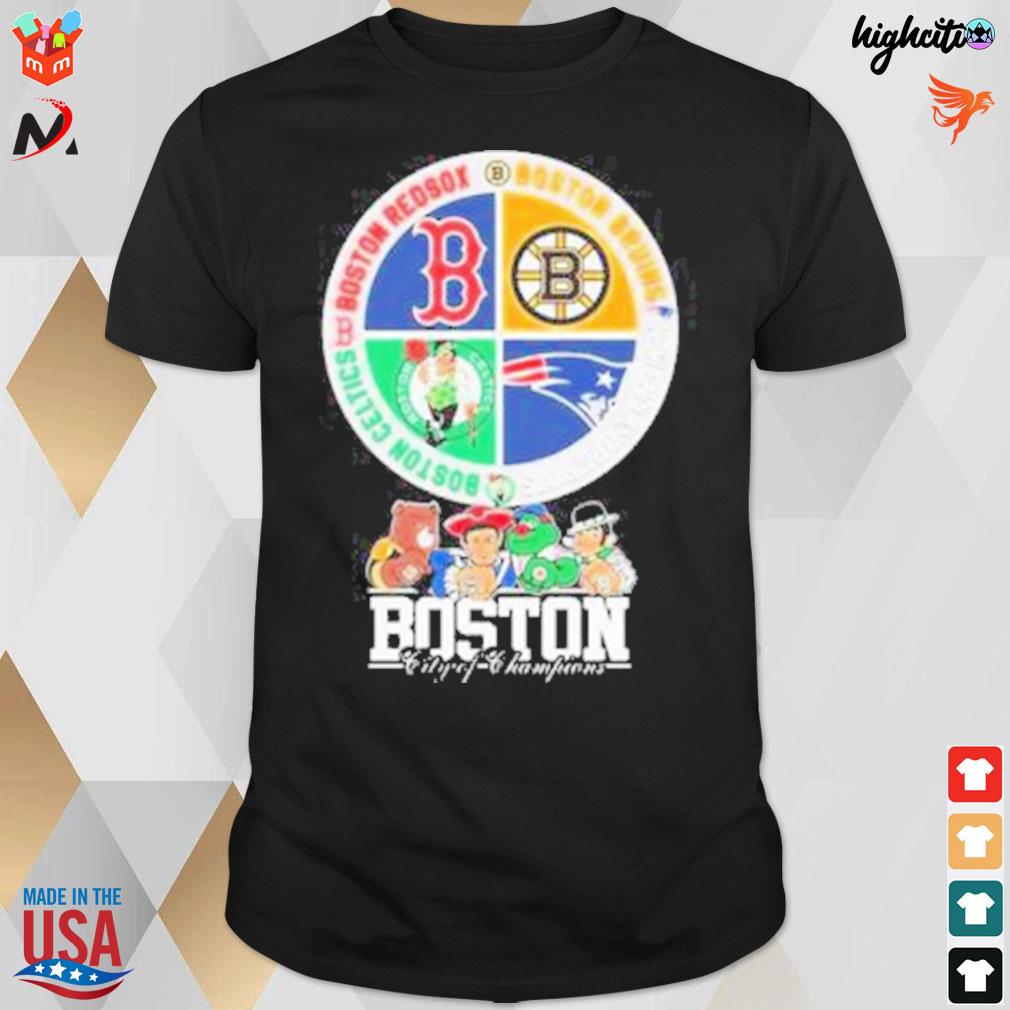 Boston sport teams mascots Boston city of champions logo Boston red sox Boston bruins Boston celtics t-shirt