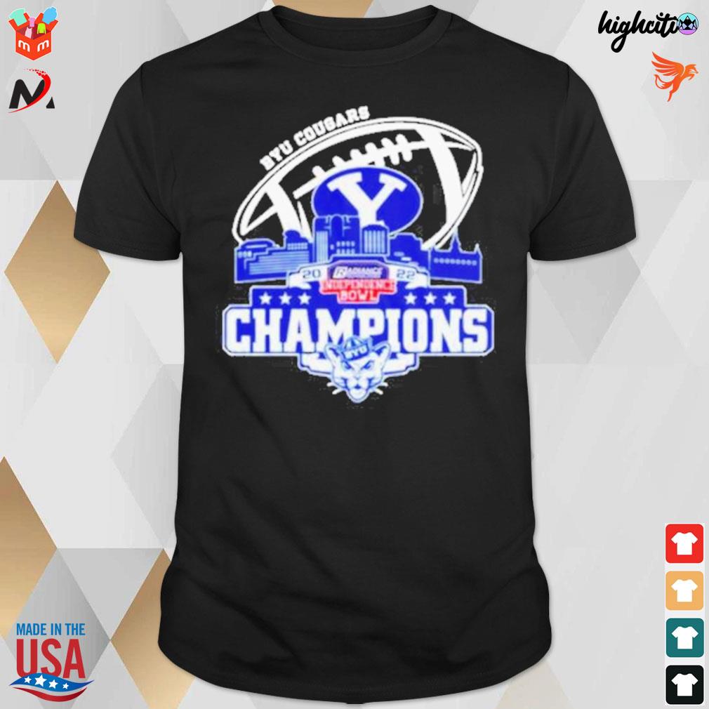 Byu cougars logo dukes bowl city 2022 champions t-shirt