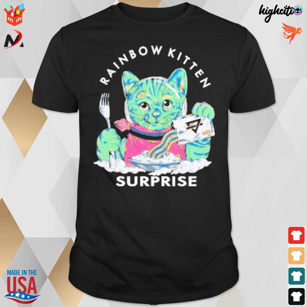 Rainbow kitten surprise cat t-shirt