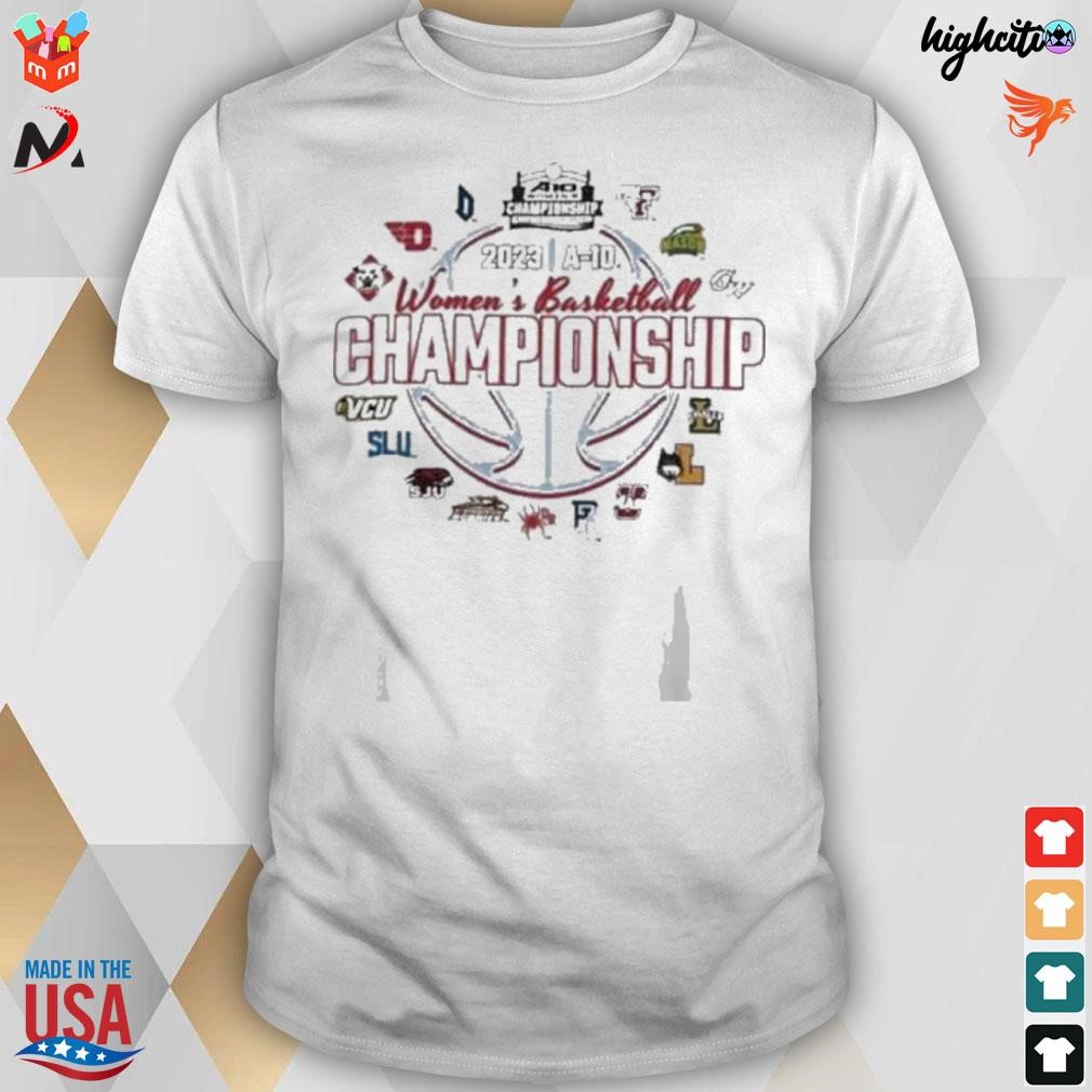 2023 a-10 women's basketball championship all logo basketball t-shirt