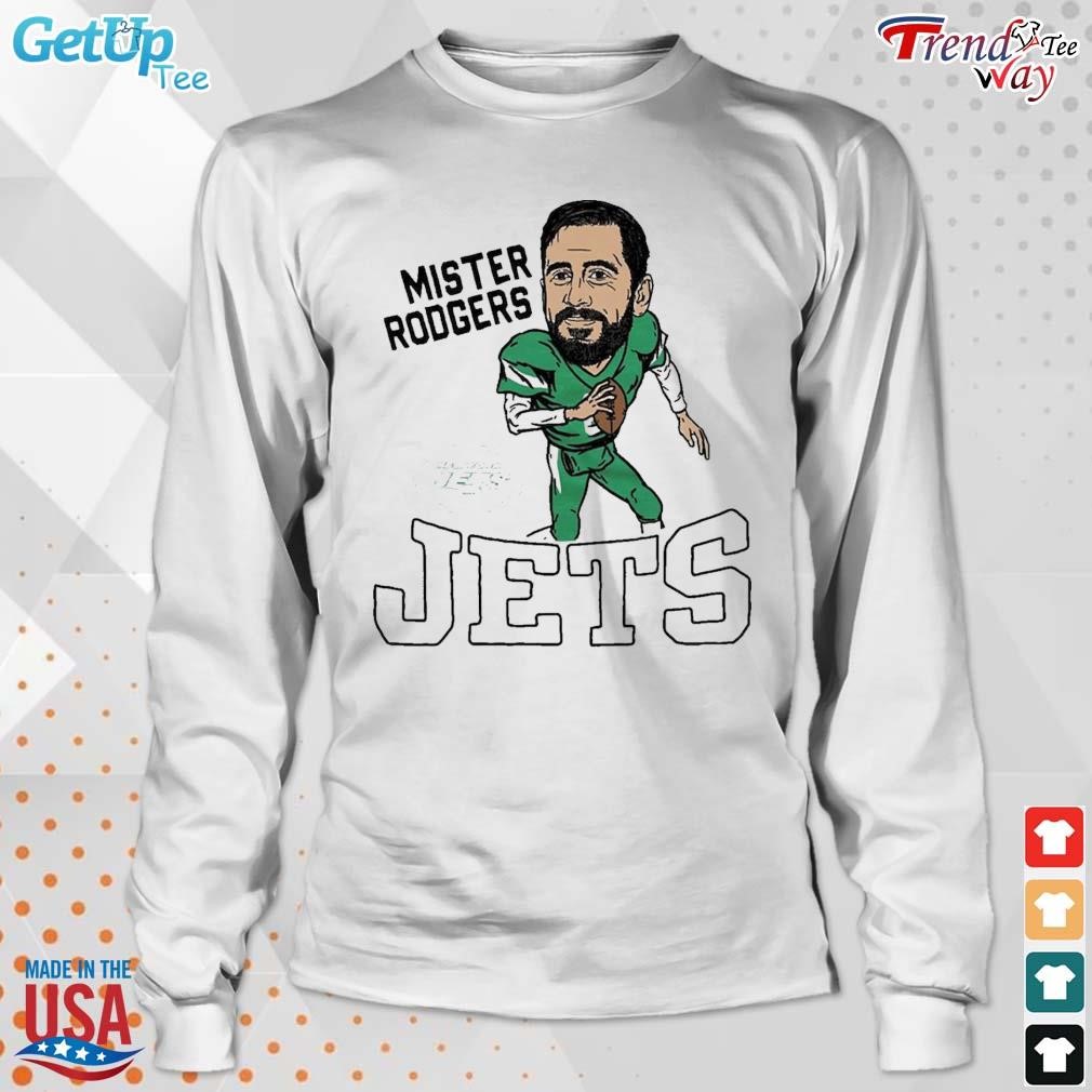 Aaron Rodgers New York jets homage caricature Mister Rodgers t