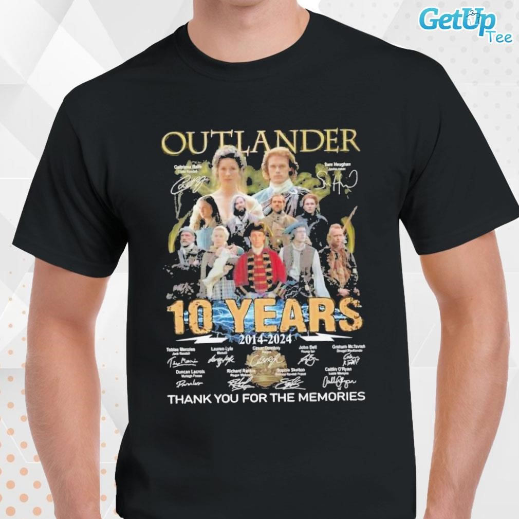 Limited Outlander 10 Years Of 2014 – 2024 Thank You For The Memories signatures photo design T-shirt