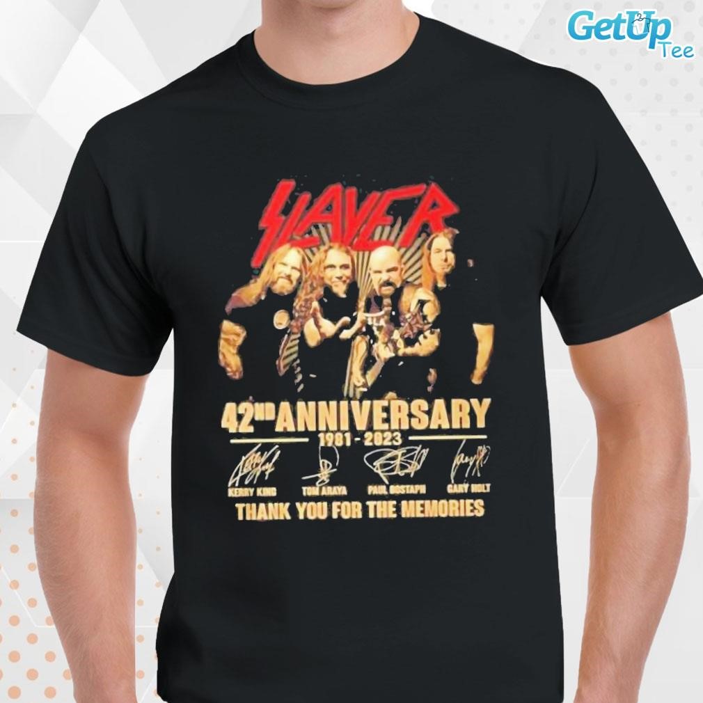 Limited Slayer 42nd Anniversary 1981 – 2023 Thank You For The Memories signatures photo design T-shirt