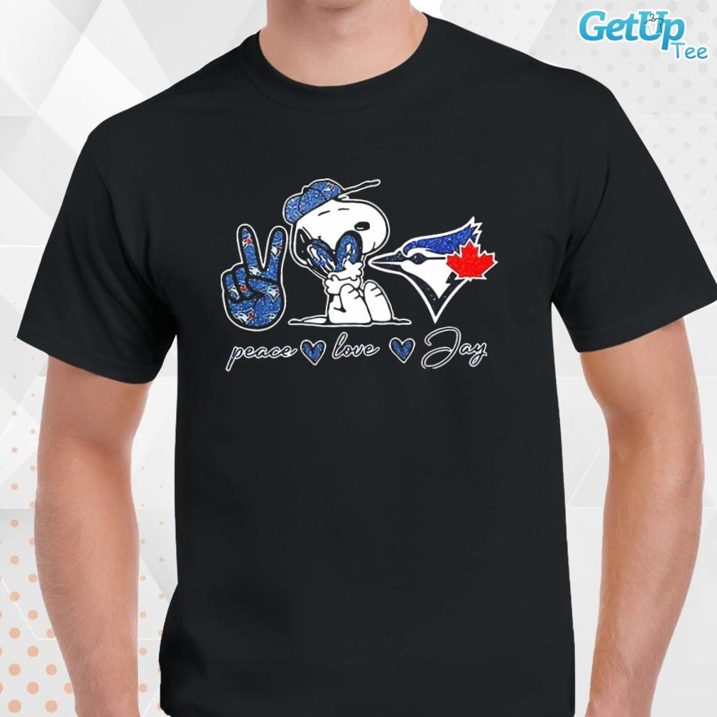 Official Snoopy Peace Love Toronto Blue Jays Shirt - Limotees