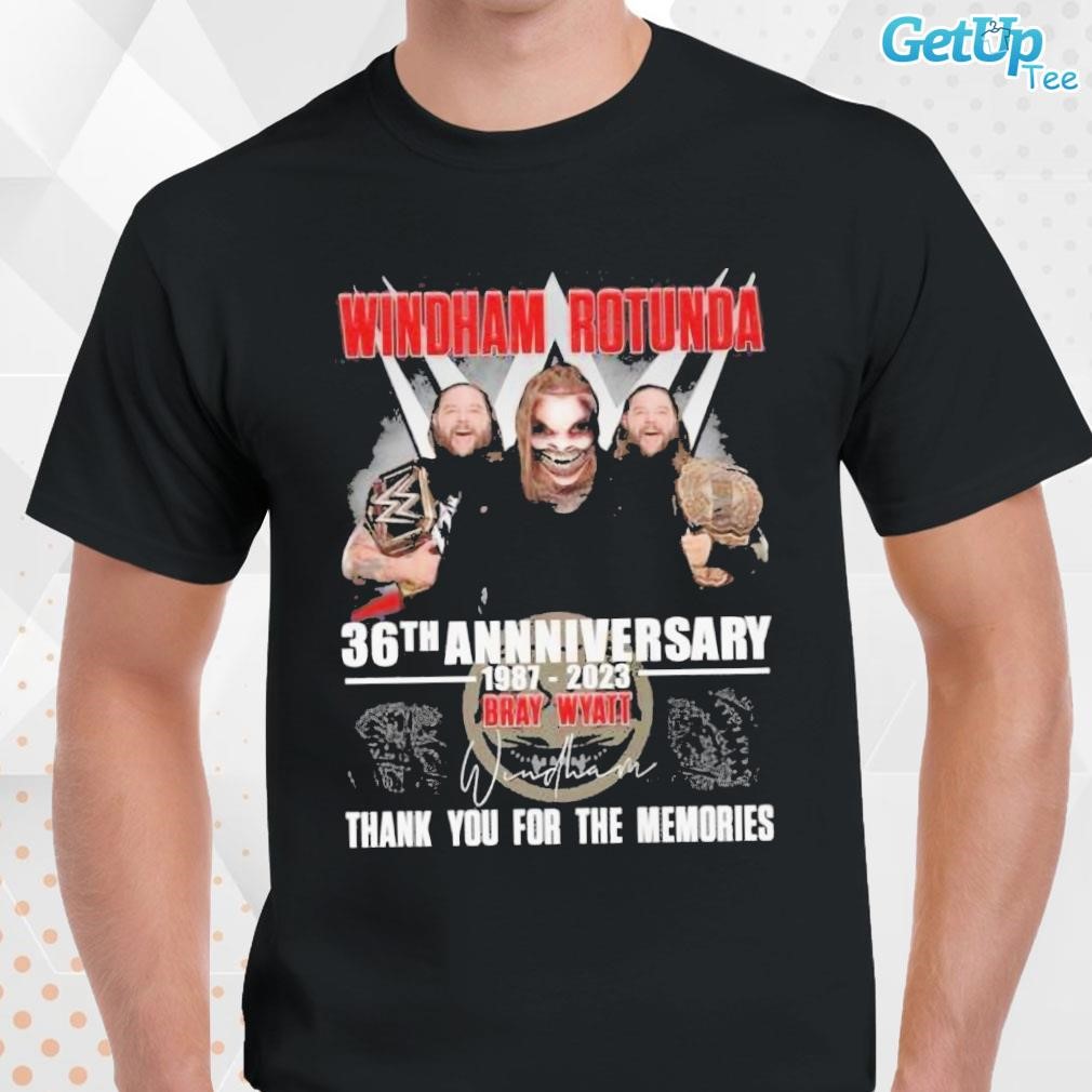 Limited Windham Rotunda 36th Anniversary 1987 – 2023 Bray Wyatt Thank You For The Memories signature photo design T-shirt