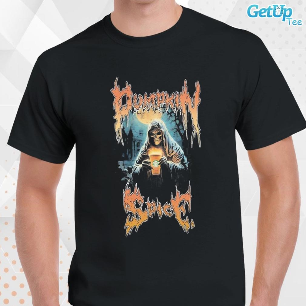 Limited Pumpkin Spice Latte Death Metal art design T-shirt