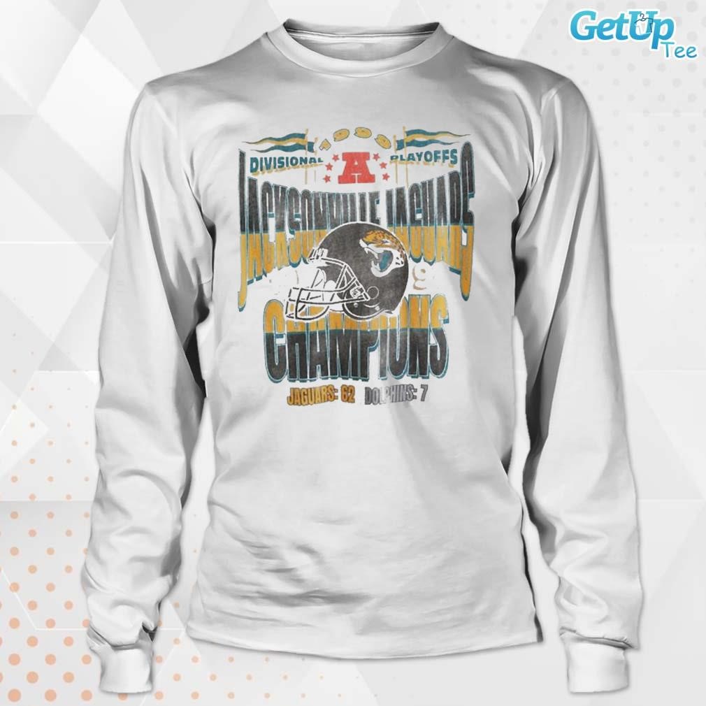 Official Abercrombie Clothing Store Shop Merch Vintage Jacksonville Jaguars  Champions Divisional Playoffs 1999 Jaguars: 62 Dolphins: 7 Shirt - Resttee