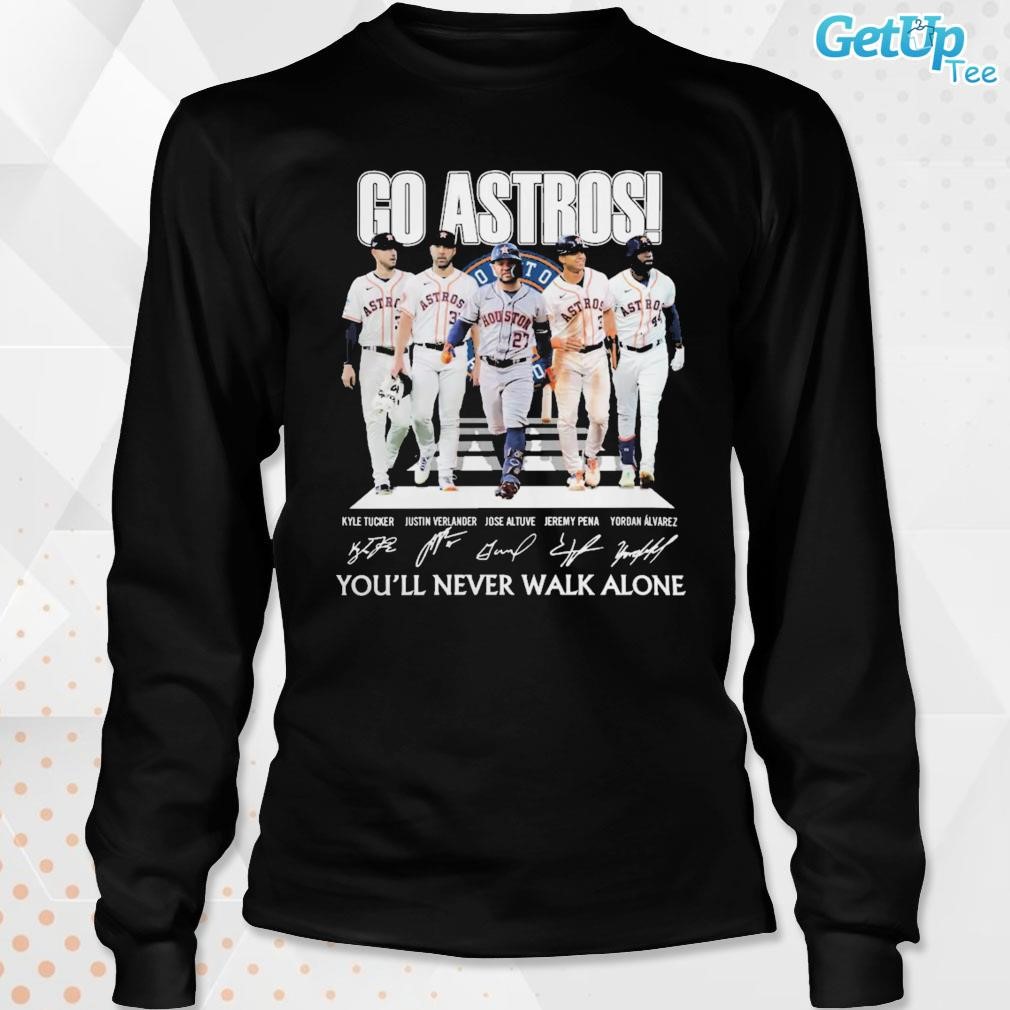 Astros vintage astros walking abbey road signatures baseball shirt